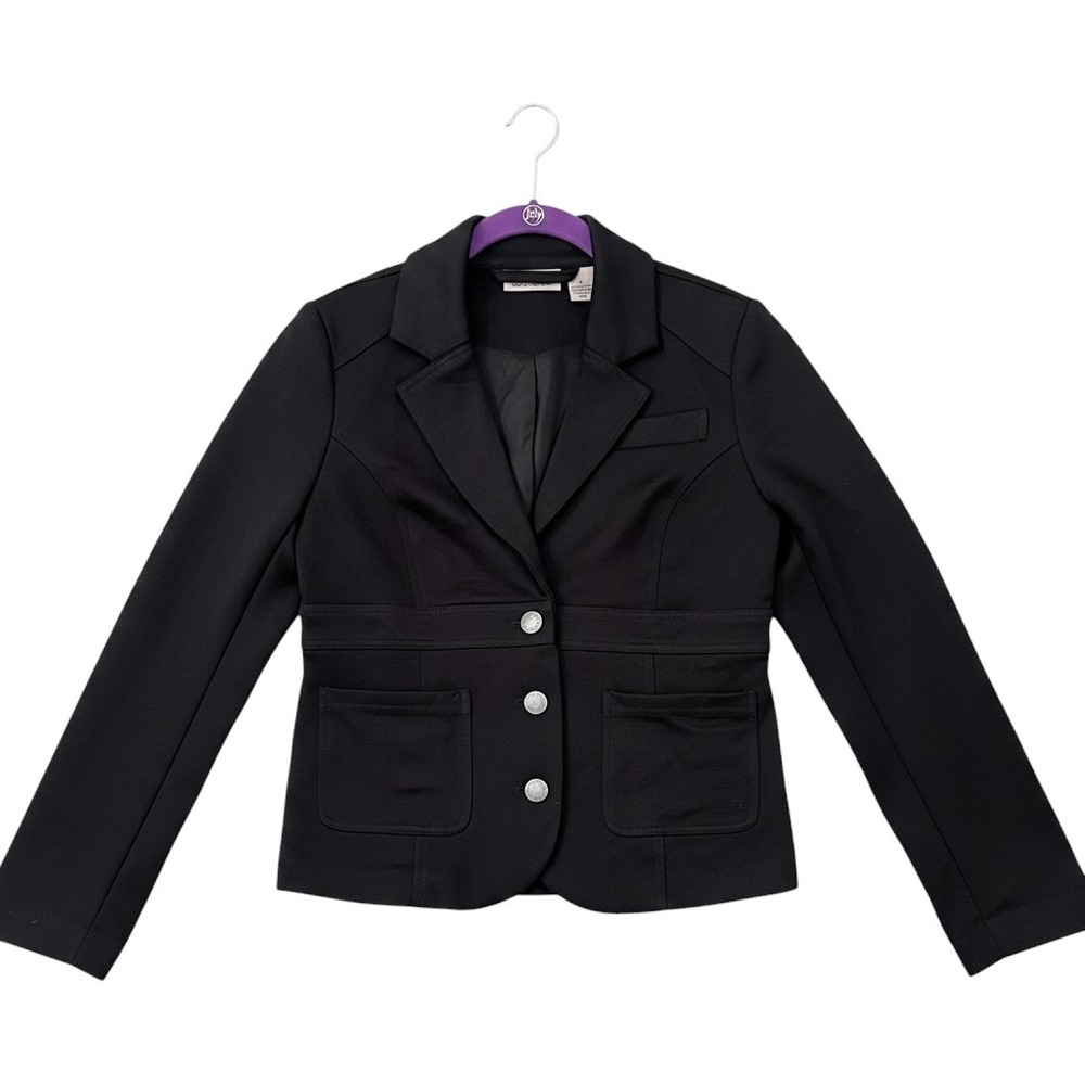 DKNY Jeans Womens Black Cotton Blend Stretch Blazer Jacket KCMUC060 Size Medium